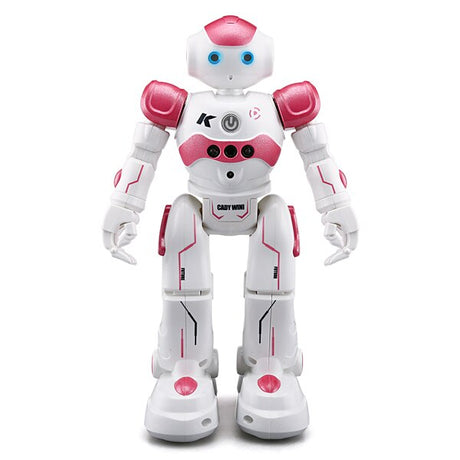 Bild des Arlock-Kinderroboters mit Funktionsbeschreibung: intellektuelle Programmierung, Gestensensor, Patrouille und Hindernisvermeidung, Singen und Tanzen sowie automatisches Display