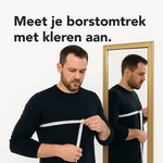 Uitleg hoe borstomtrek wordt gemeten voor juiste maat Ashford™ Peaky Blinders jas.