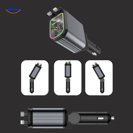 AutoCharge 120W dreieckige Ladeanschlüsse mit Drehfunktion www.middo.de