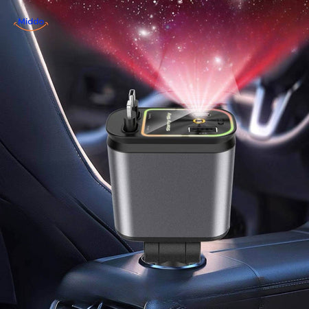 AutoCharge 120W Ladegerät mit RGB-Projektion im Auto www.middo.nl