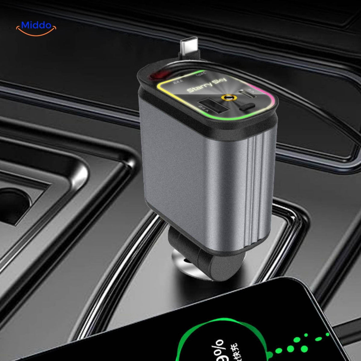 AutoCharge 120W Ladegerät mit Telefonladung www.middo.de
