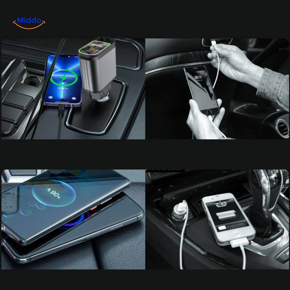 AutoCharge 120W mit Lade- und Ladekabel im Auto