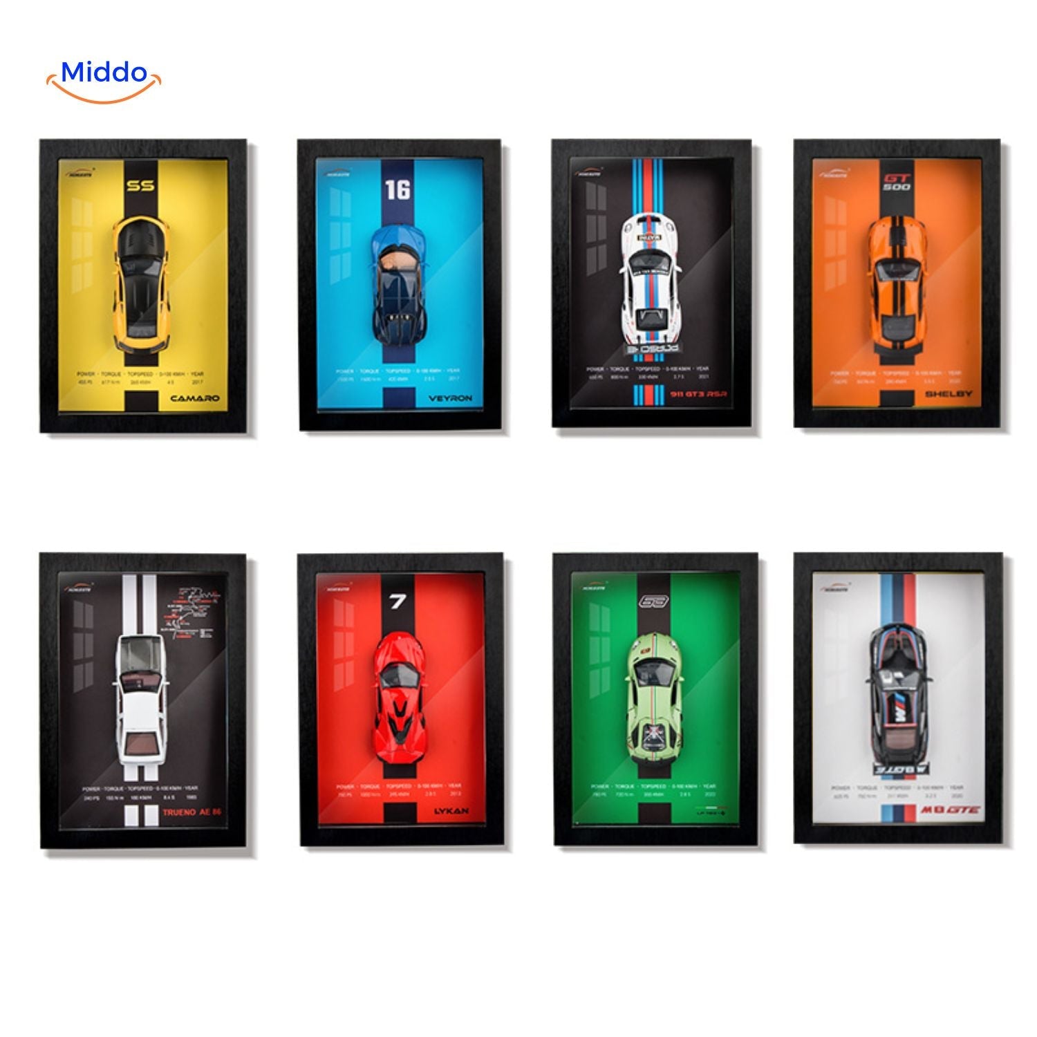 AutoCraft 3D Rahmen Auto-Kollektion an Wanddisplay www.middo.nl