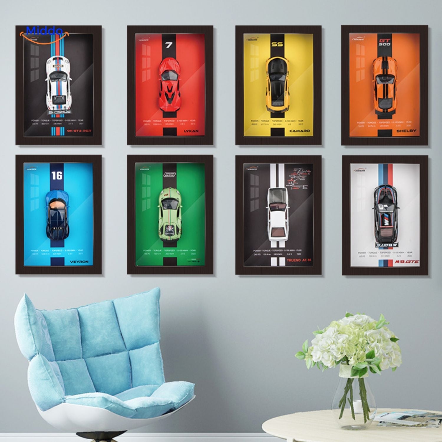 AutoCraft 3D Gerahmte Auto-Sammelwand-Displays www.middo.de
