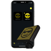 AutoPixel Emoji's für das Auto mit Telefon auf weißem Hintergrund.