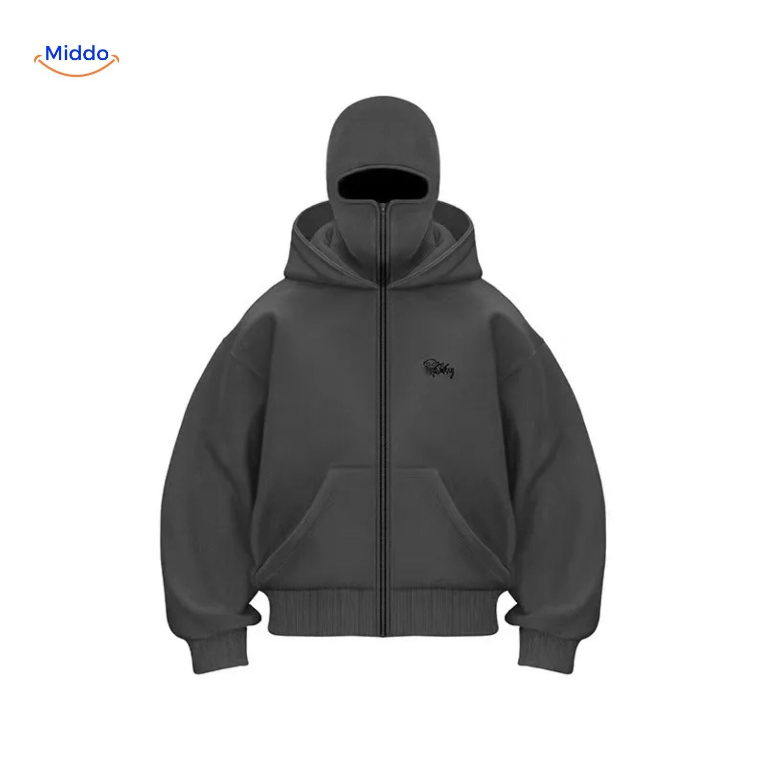 AutumnBliss Hoodie donker grijs met geborduurd logo www.middo.nl