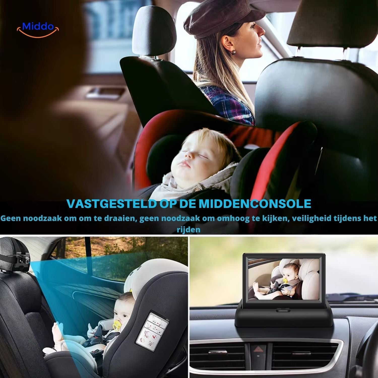 BabyGuard auf dem Armaturenbrett montiert für sichere Überwachung