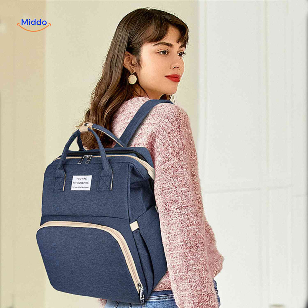 BabyLuxe Rucksack in Dunkelblau – Trendige Wickeltasche für Mütter – www.middo.de