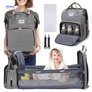BabyLuxe Rucksack in Grau – Wickeltasche mit Wiege und Matratze. Besuchen Sie uns auf www.middo.de!
