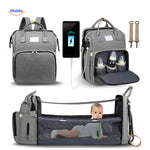 BabyLuxe Rucksack in Grau – Multifunktionale Wickeltasche mit Wiege und USB-Anschluss. Besuchen Sie www.middo.de!