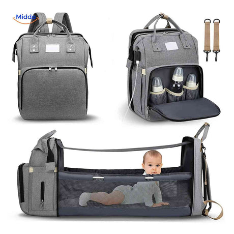 BabyLuxe Rucksack – Multifunktionale Wickeltasche mit Wiege und Flaschenfächern | www.middo.de