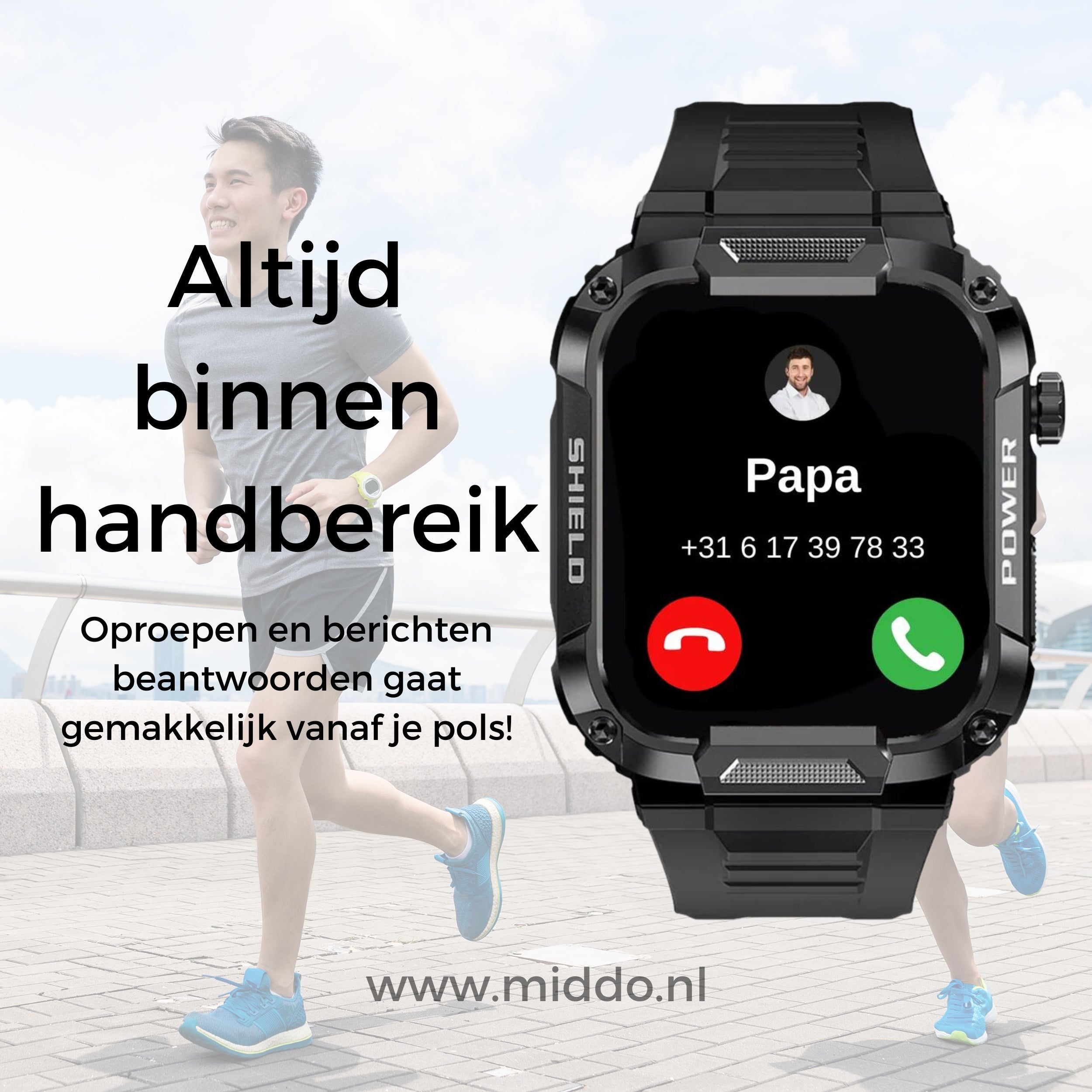 Galaxy Armor Smartwatch Pro Anrufe und Benachrichtigungen schwarz www.middo.nl