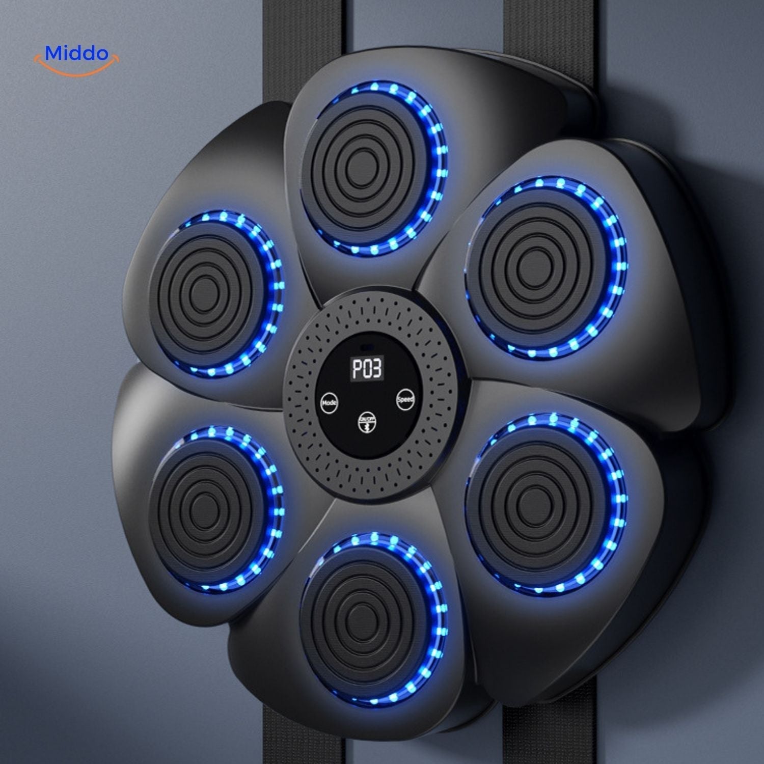 BoxPro Smarte Boxmaschine rund mit blauen LEDs und sechs Sensoren www.middo.nl