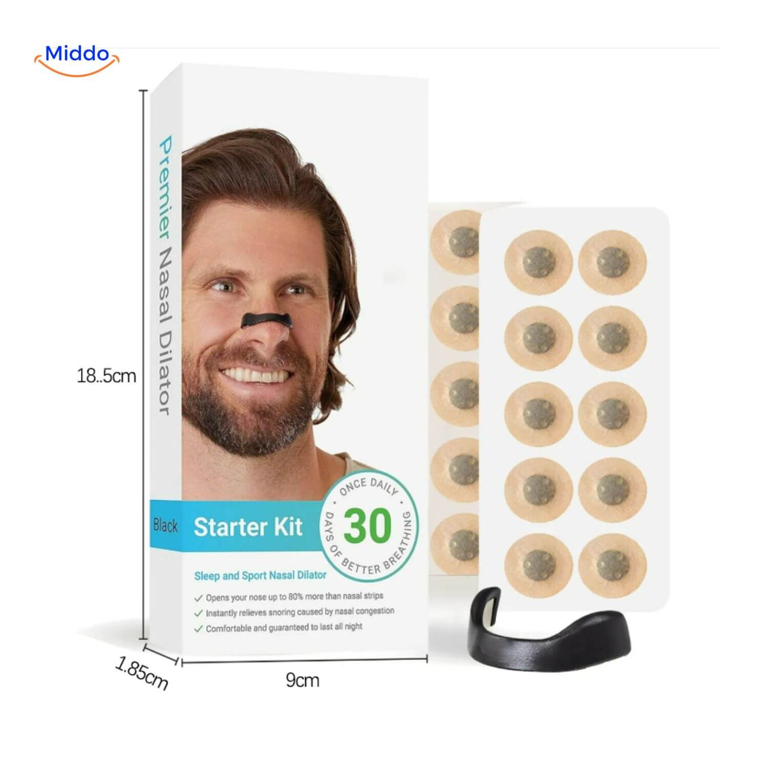 BreatheEase Kit 30 Tage Streifen für besseres Atmen www.middo.de