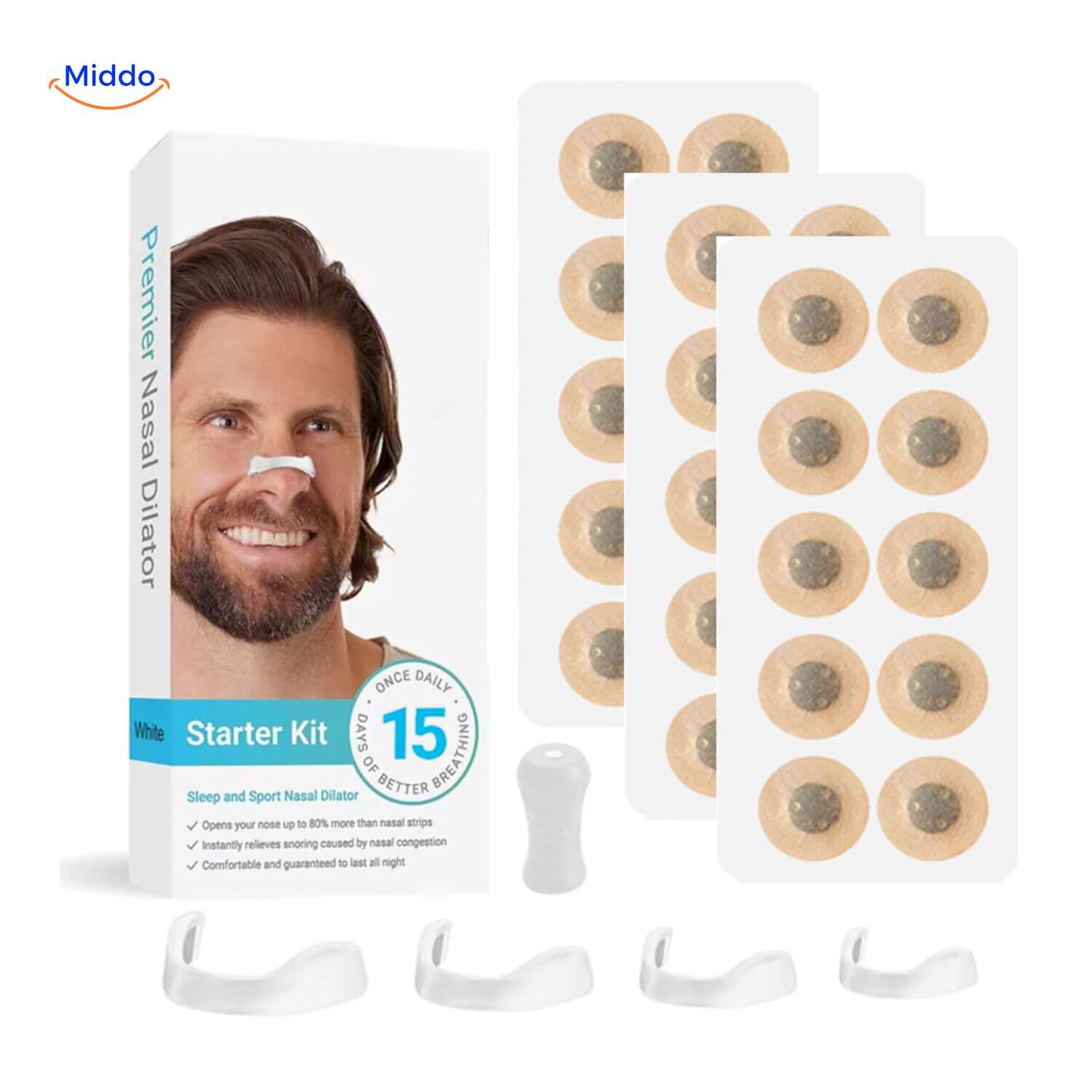 BreatheEase Kit Dilatator für Schlaf und Sport mit Streifen www.middo.de