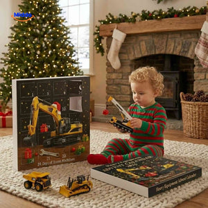 Buildora Adventskalender Kleinkind mit Baumaschinen-Spielzeug