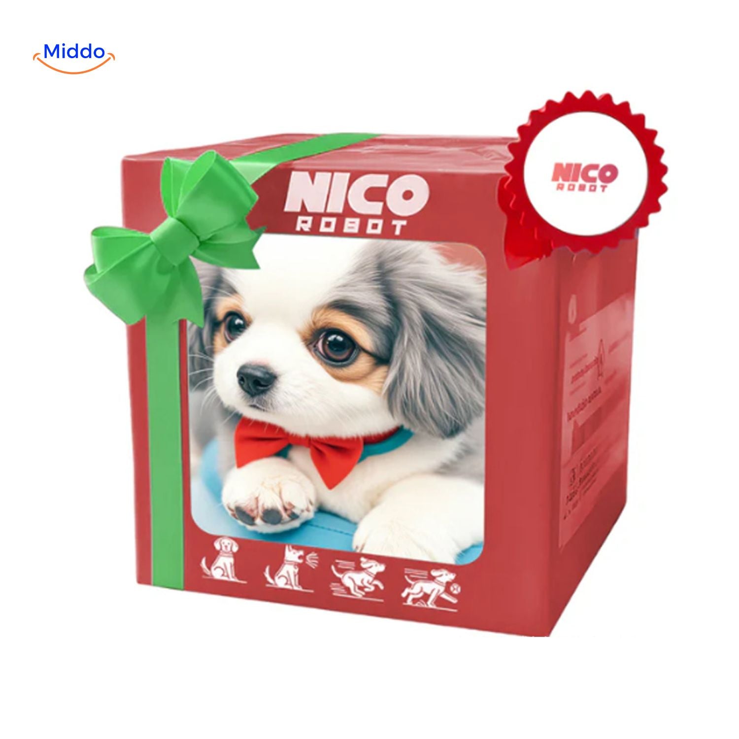 BunnyBuddy Plüsch Nico Roboterwelpe Box mit Hundewelpe im Fliegengewicht www.middo.nl