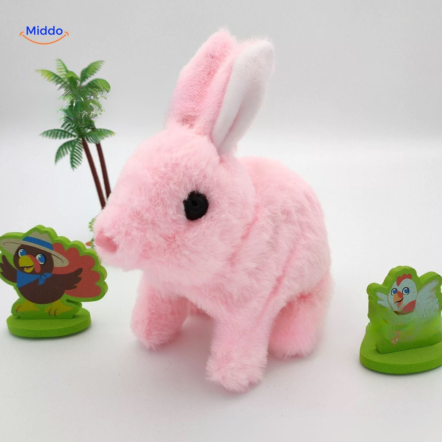 BunnyBuddy Plüsch lustiger rosa Hase mit bunten Accessoires www.middo.de