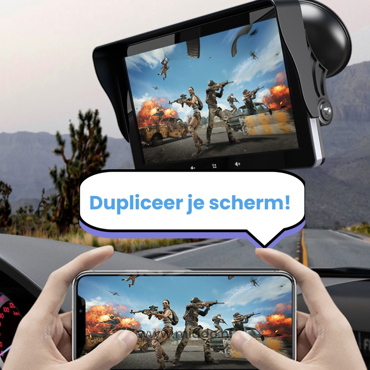 CarPlay mit einem Text, um deinen Handybildschirm auf dein Carplay zu duplizieren.