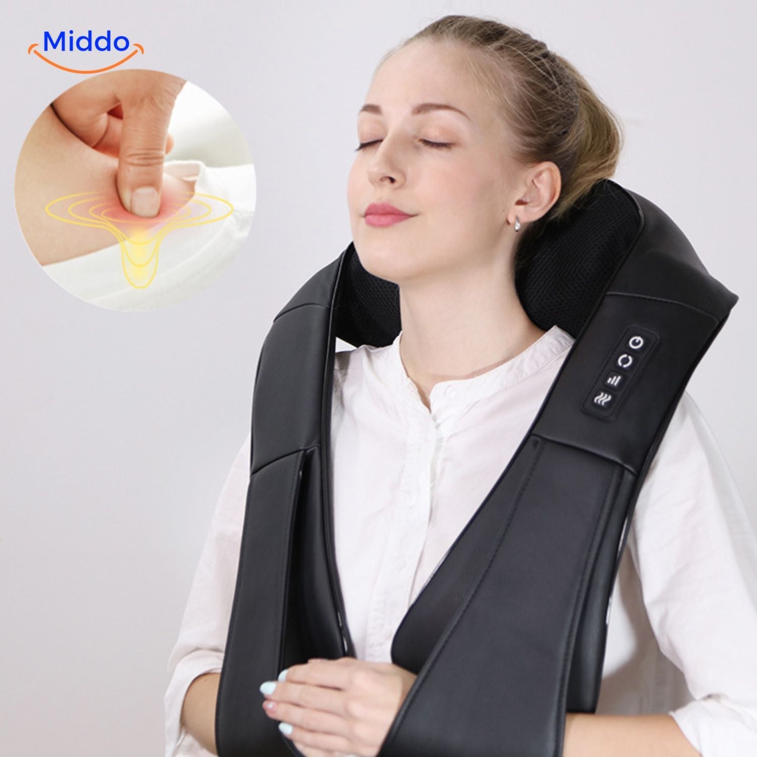 CerviCare Massager rotierende Nacken- und Schultermassageköpfe mit tiefem Kneten middo.nl