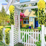 Gelbe charmante Orchideen Dekoration an Gartenzaun