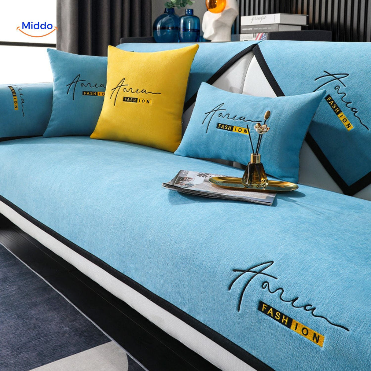 CheniLux Sofa-Hülle blau gelb