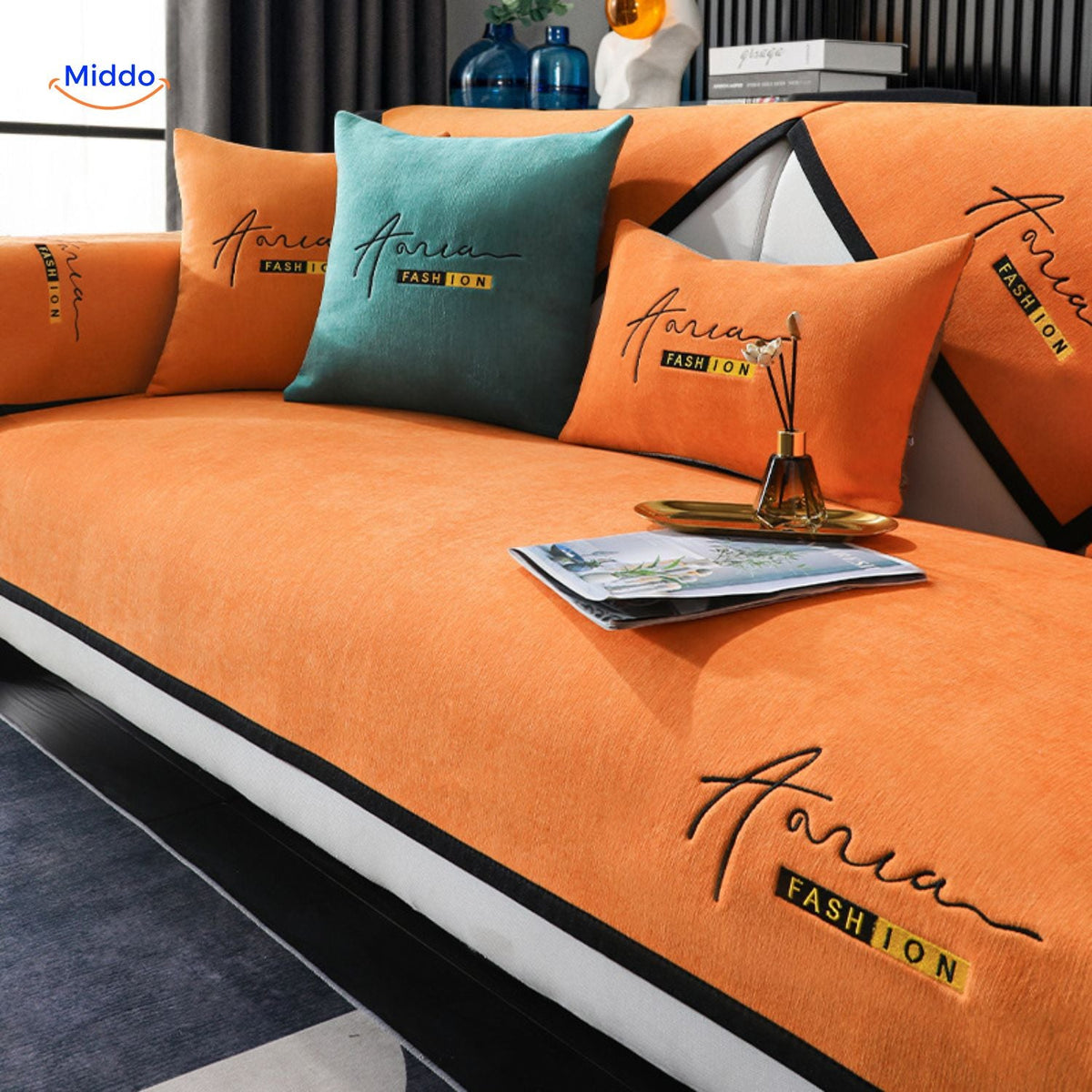 CheniLux Sofa-Hülle orange grün
