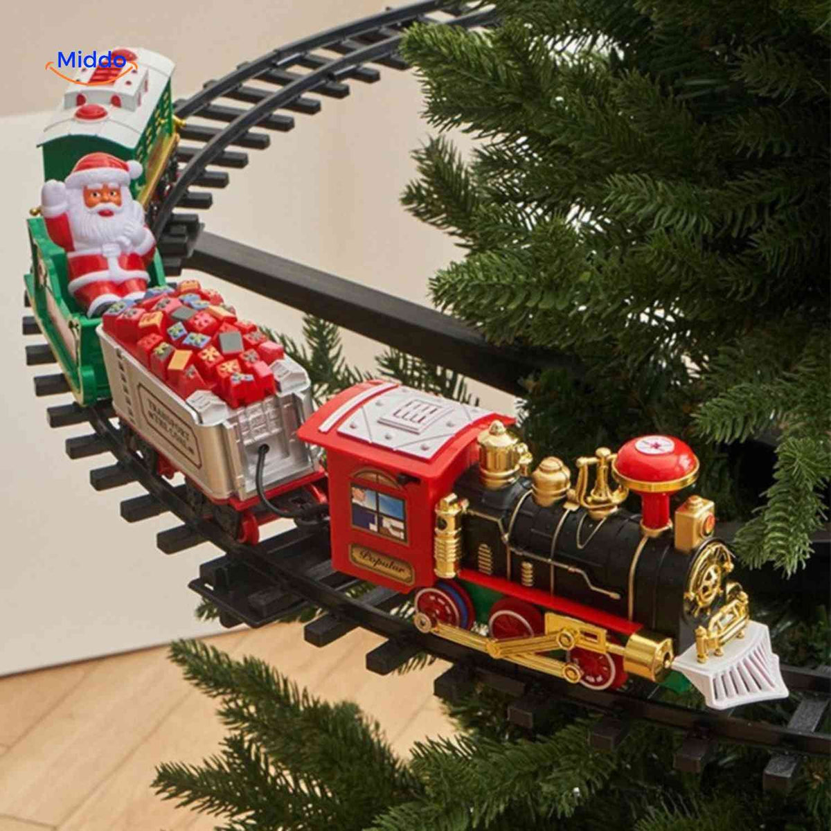 Weihnachtsbahn - Runde Weihnachtsbaumzug mit Wagen - www.middo.de