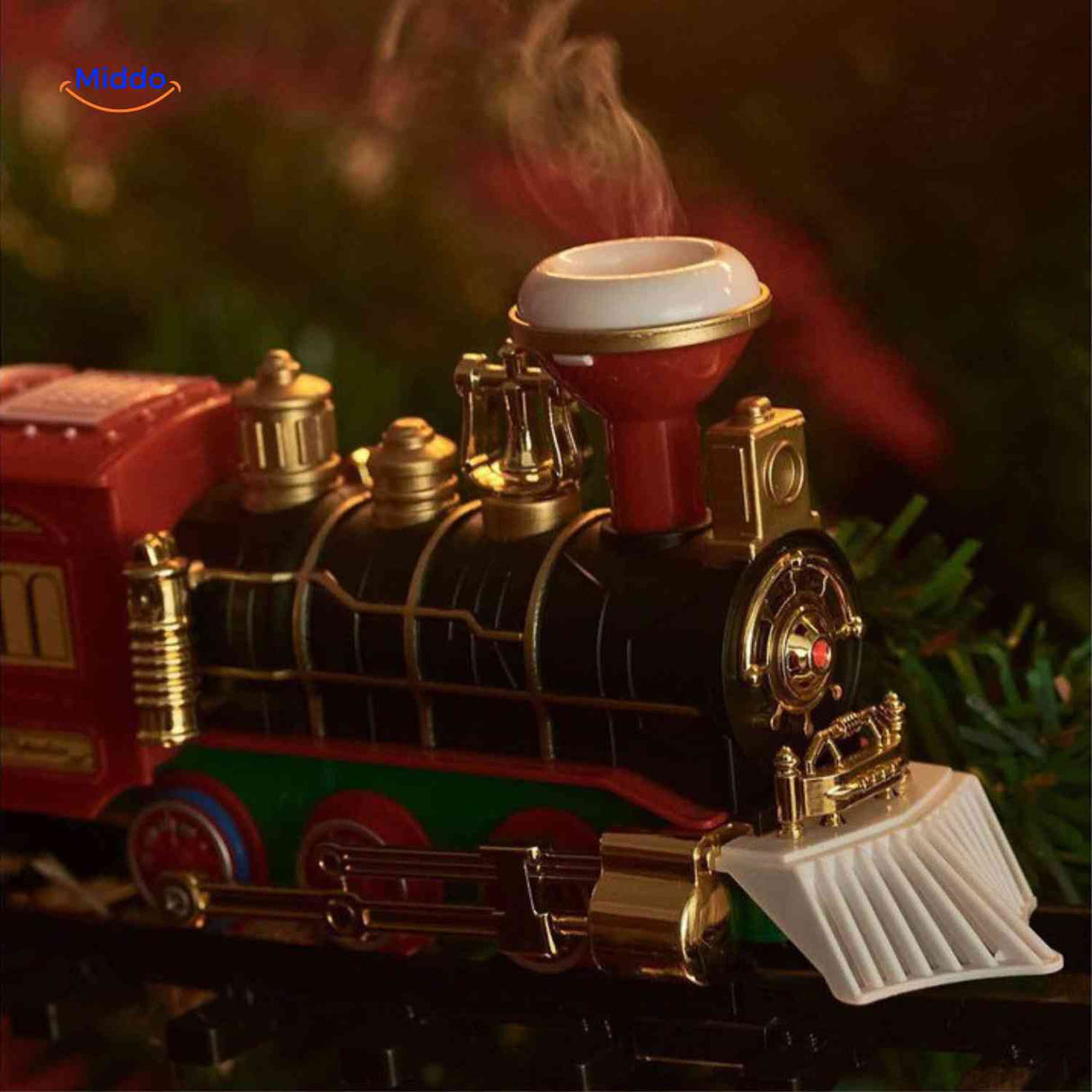 Weihnachtsbahn Dampflok mit Raucheffekt - www.middo.de
