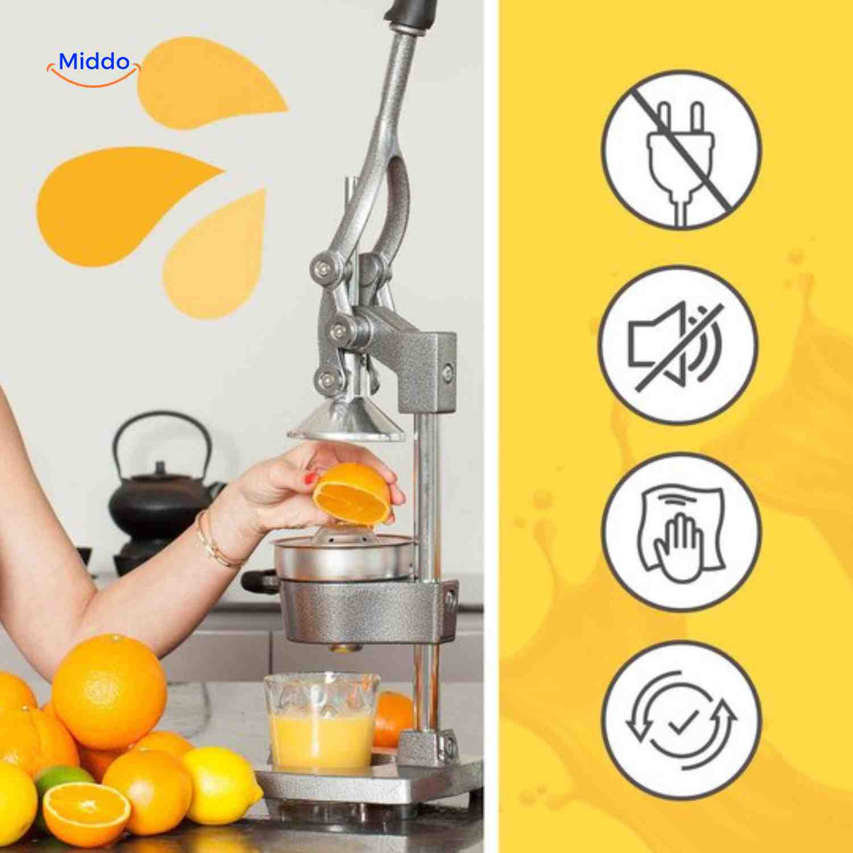 Citripress Saftpresse – Robuste und praktische Fruchtpresse aus Gusseisen www.middo.de