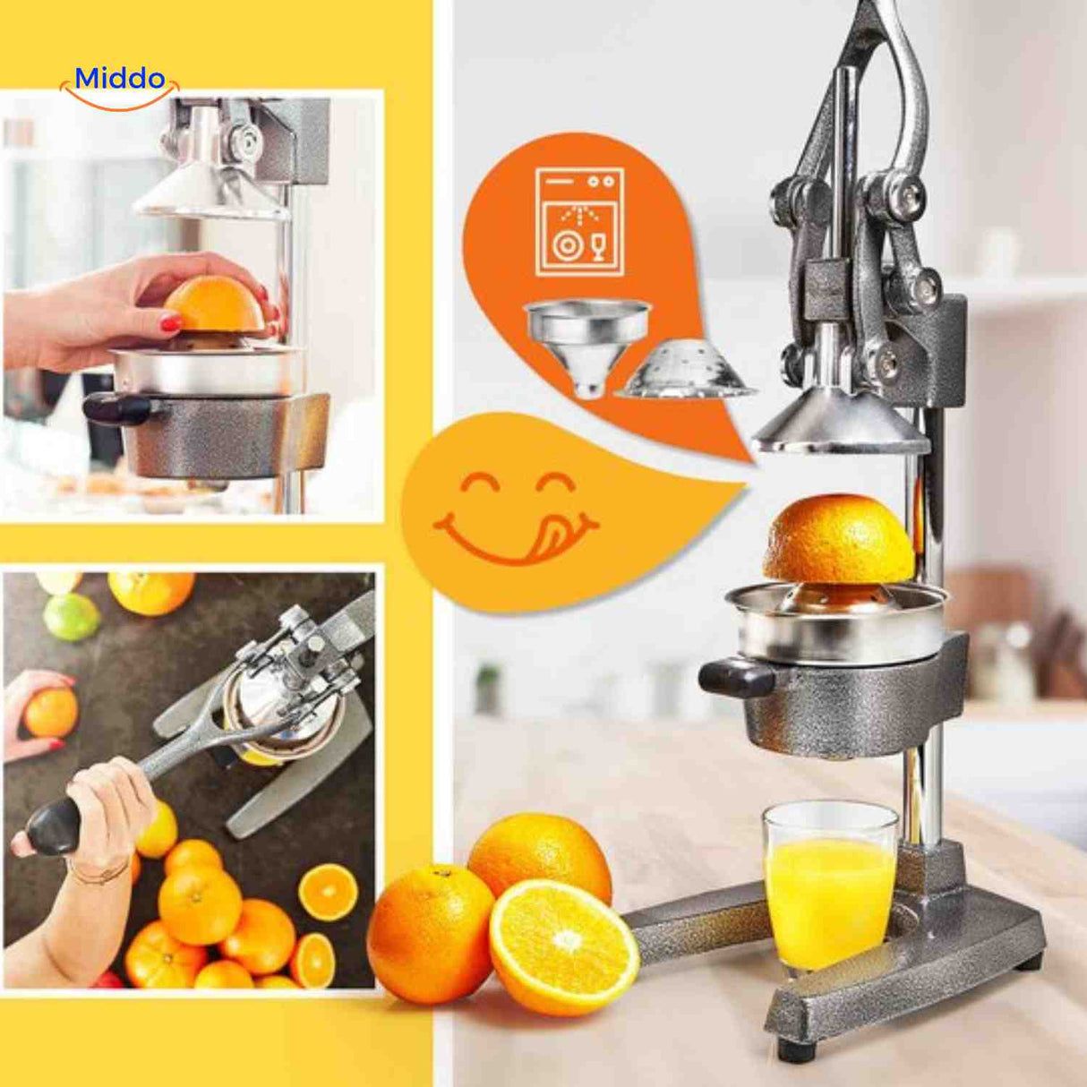 Citripress Saftpresse – Manuelle Citrus Presse mit abnehmbarem Sieb | www.middo.de