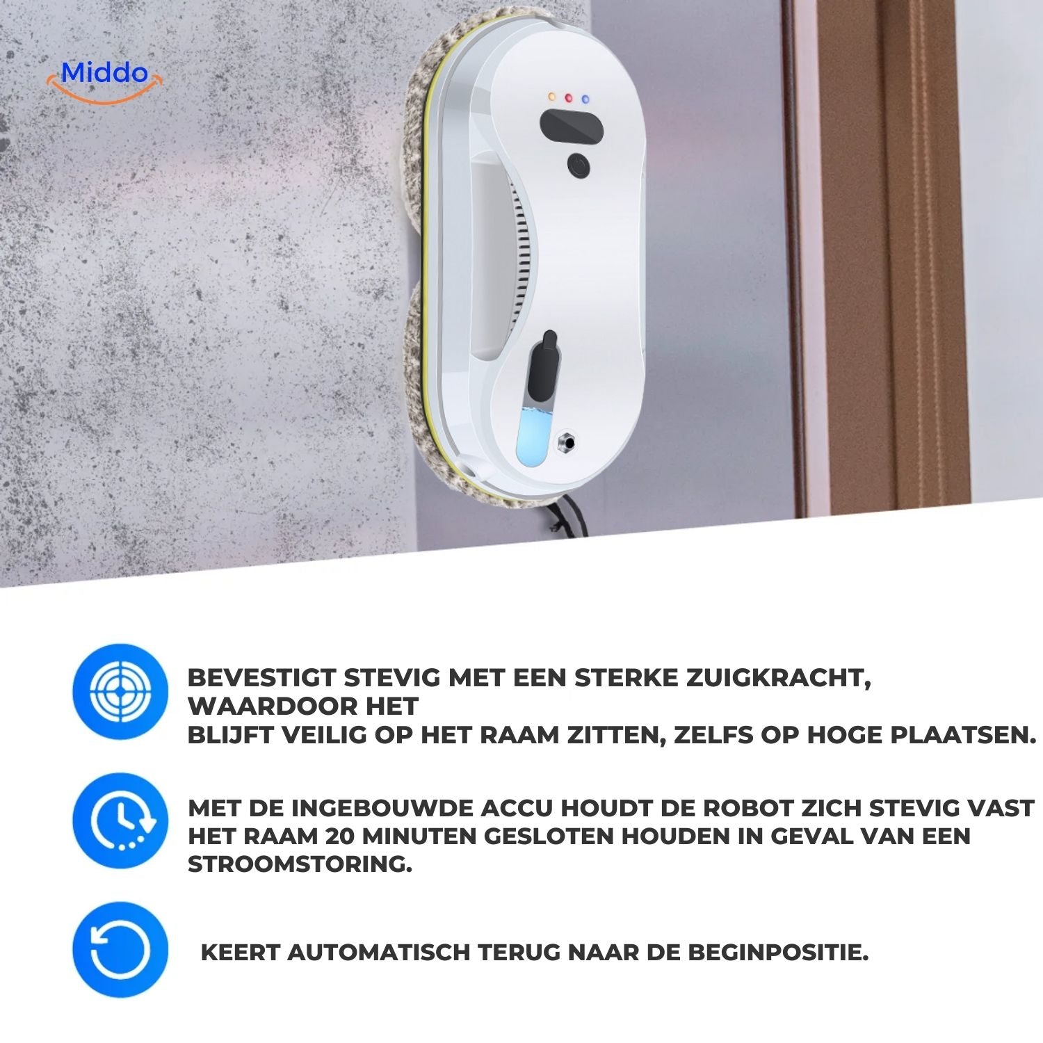 CleanSweep Ramenrobot sicher und zuverlässig bei Fenstern www.middo.de