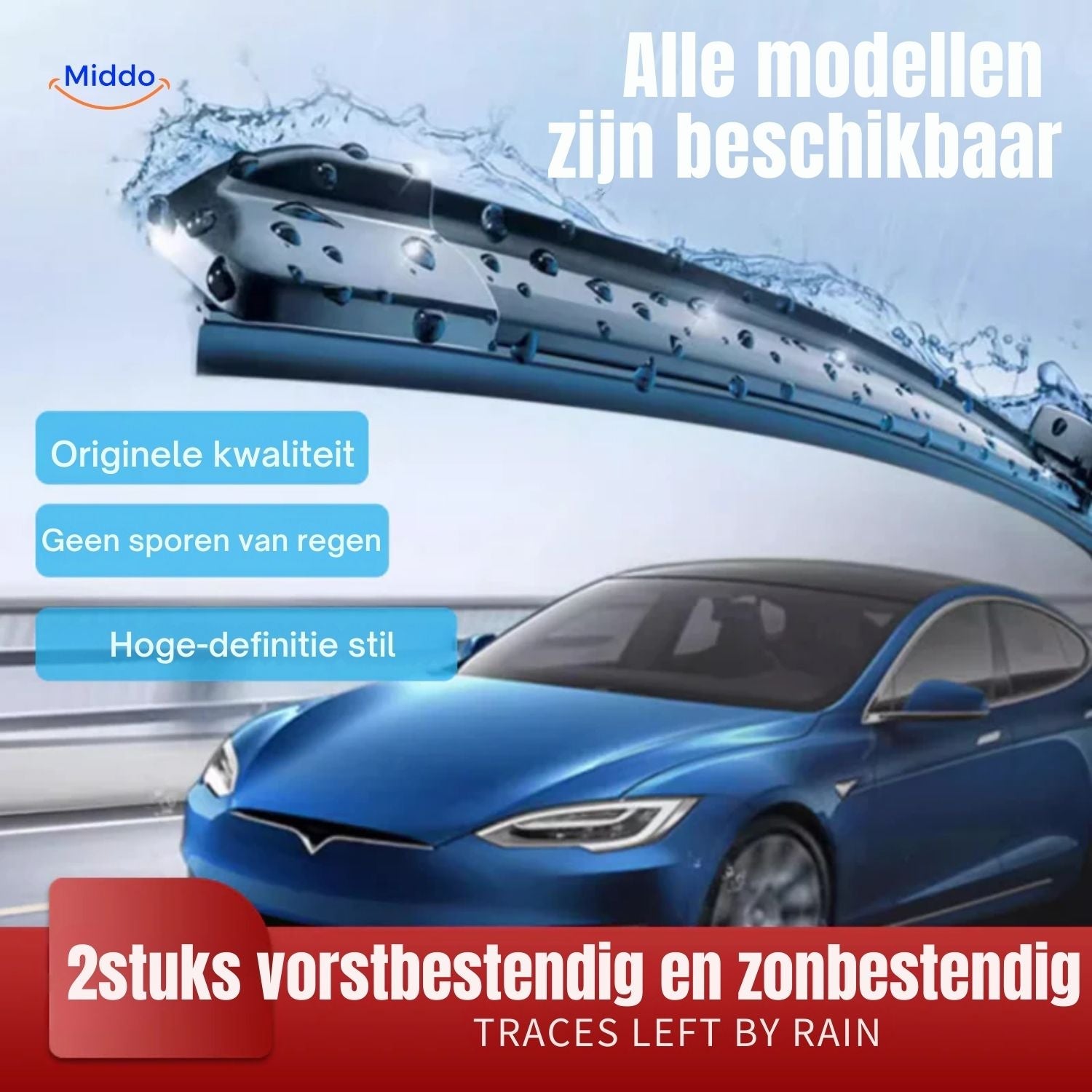 ClearGlide Wischer für Modelle wie Tesla mit Regenabwehr www.middo.de