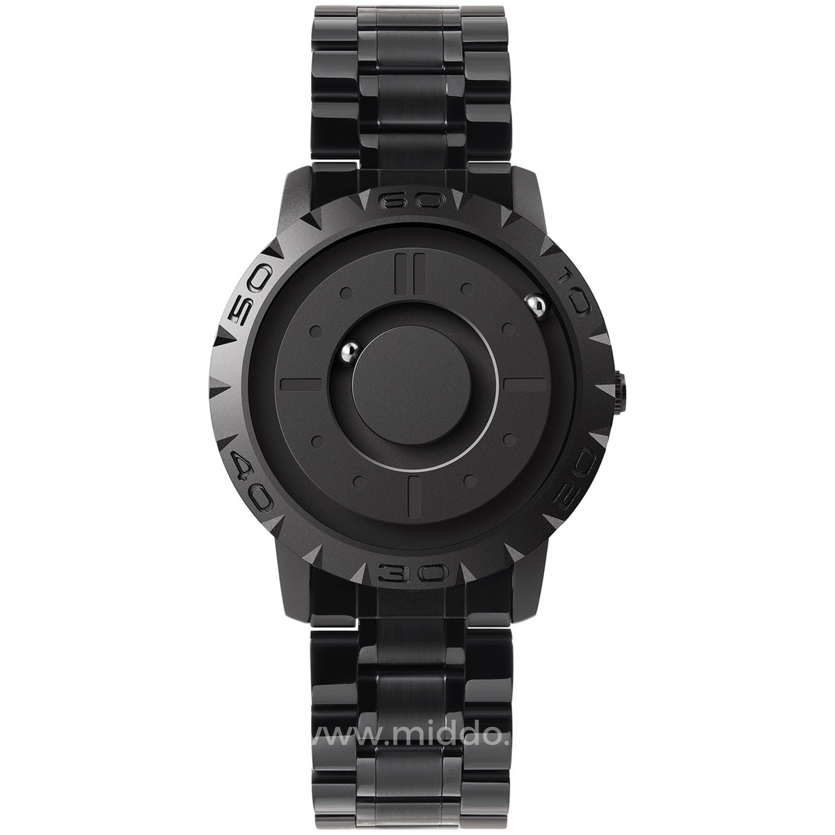 Schwarze Magnetique Uhr mit Metallband