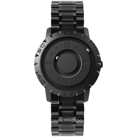Schwarze Magnetique Uhr mit Metallband