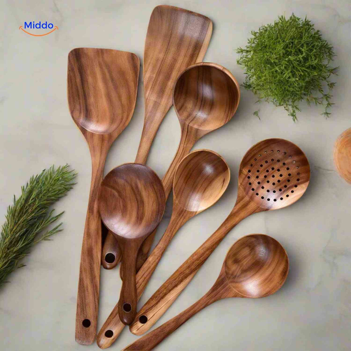 Cookora Küchenutensilien: Holzkochlöffel und Spatel für Ihren Küchentisch www.middo.de