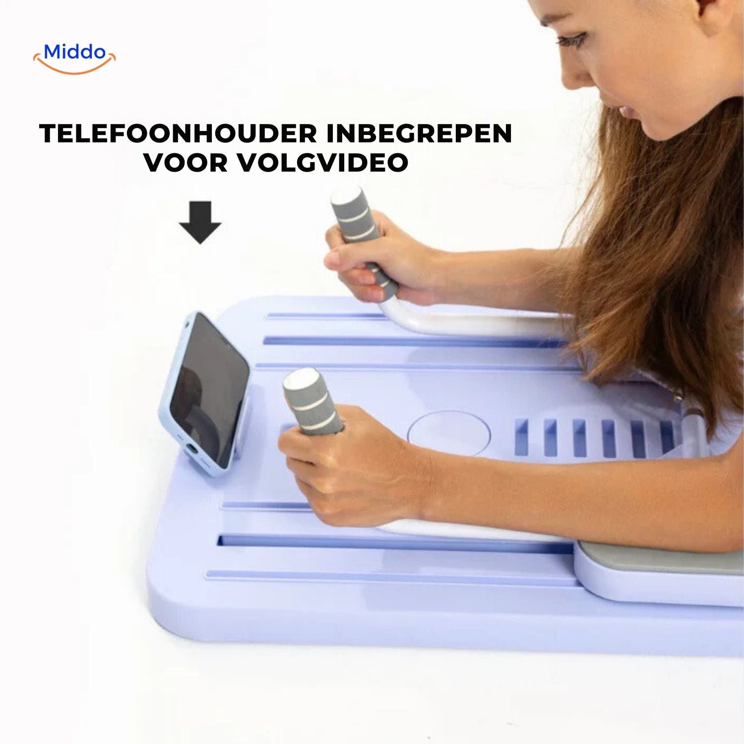 CoreFlex Fitnessboard mit Telefonhalter für Videoanleitungen www.middo.nl