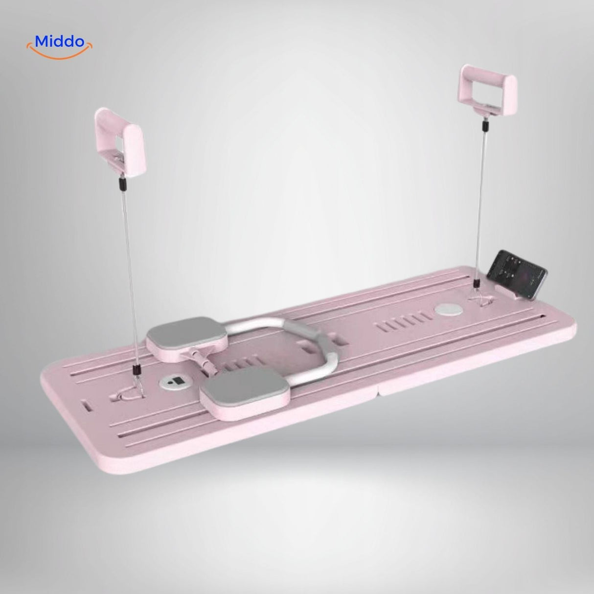 CoreFlex Fitnessboard in rosa Ausführung mit Griffen und Handyhalter www.middo.de