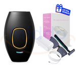 Schwarzer DYLA 3.0™ IPL Haarentferner mit Zubehör und Box.