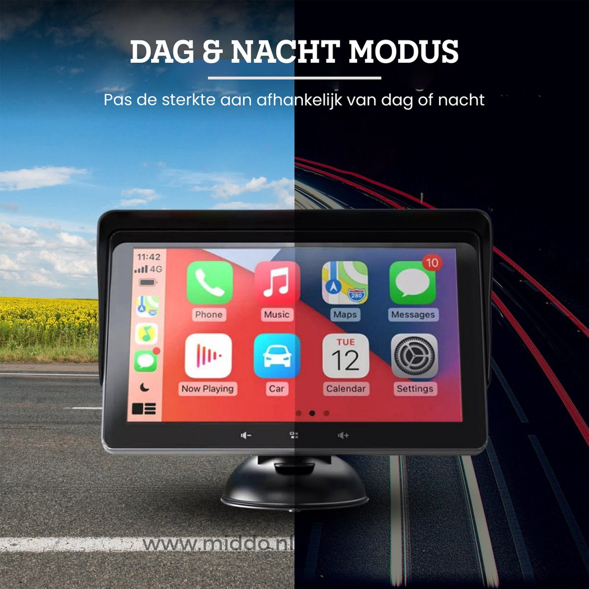 Foto von CarPlay, die zeigt, dass es einen Tag- und Nachtmodus gibt.
