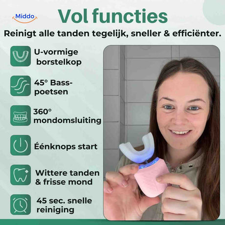 Dentora Zahnbürste mit U-förmigem Bürstenkopf für eine schnelle Reinigung – www.middo.de