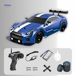 DriftMaster GTR blaue Drift-Auto mit Zubehör