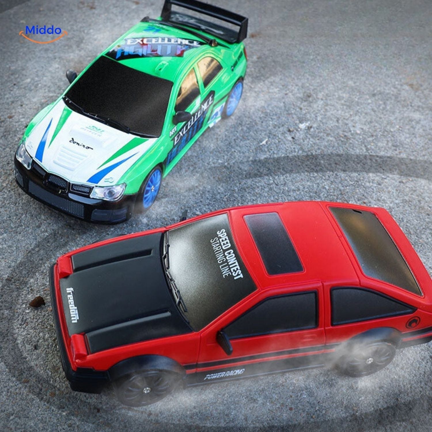 DriftMaster GTR grüne und rote Drift-Auto-Rennwagen www.middo.nl