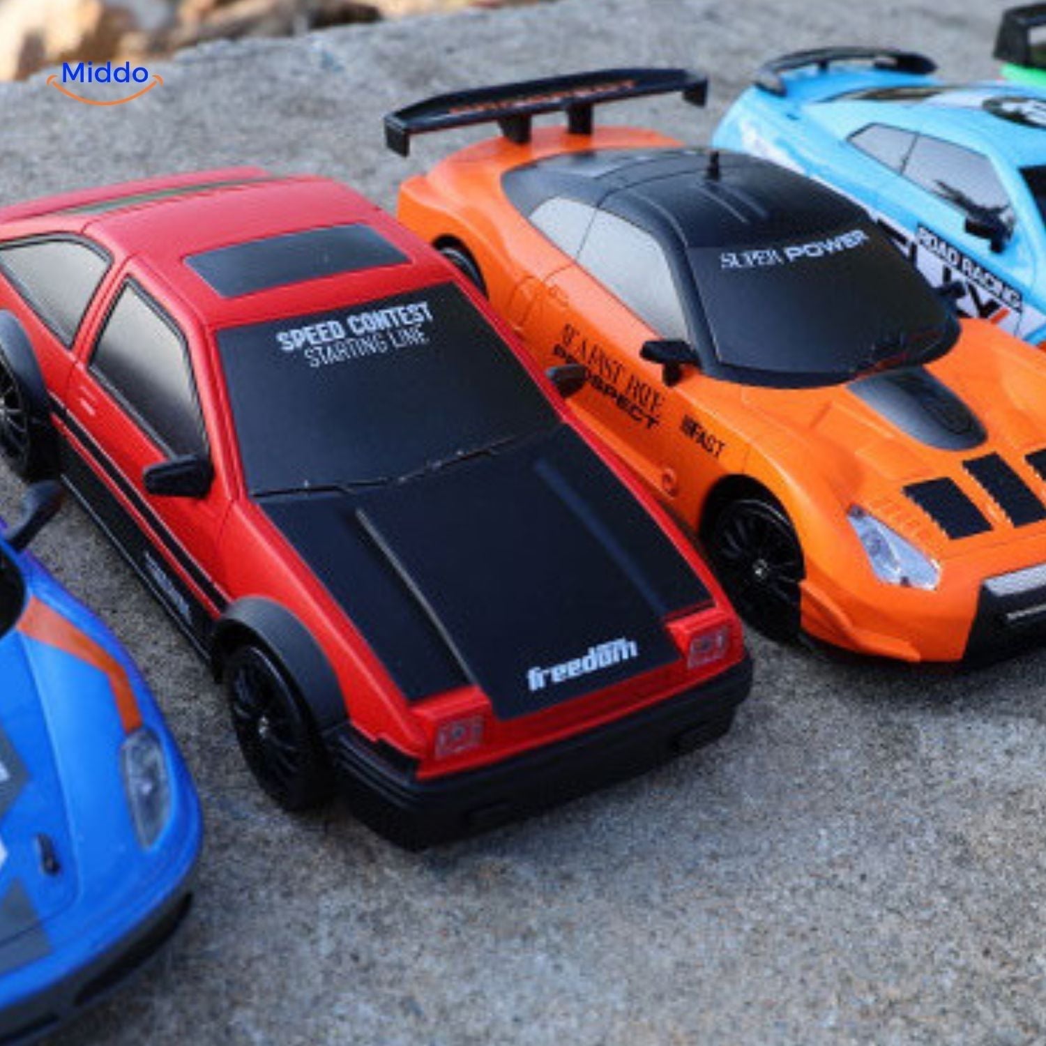 DriftMaster GTR rote und orange Renn-Drift-Auto www.middo.nl