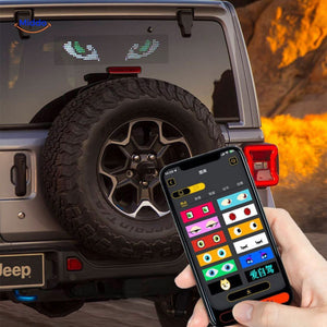 DriveFlex steuerbares LED-Display mit verschiedenen Effekten an einem Jeep www.middo.de