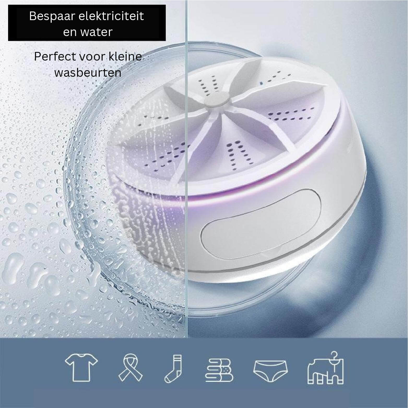 Sparen Sie Strom und Wasser mit der EasyWash Mini-Waschmaschine.