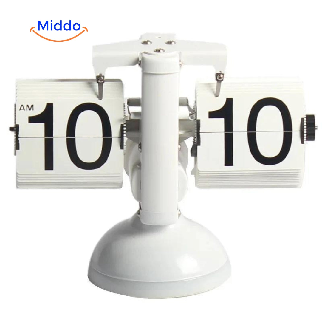 Elegante Retro Flip Vintage Flip Uhr mit Quarzwerk Ganz in Weiß www.middo.de