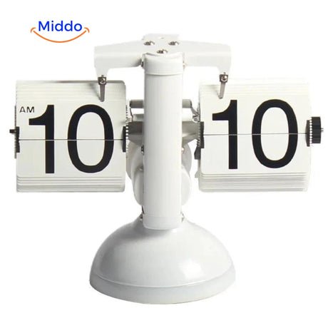 Elegante Retro Flip Vintage Flip Uhr mit Quarzwerk Ganz in Weiß www.middo.de