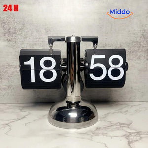 Elegante Retro Flip Vintage Uhr mit Quarzwerk 24 Stunden Schwarz www.middo.de