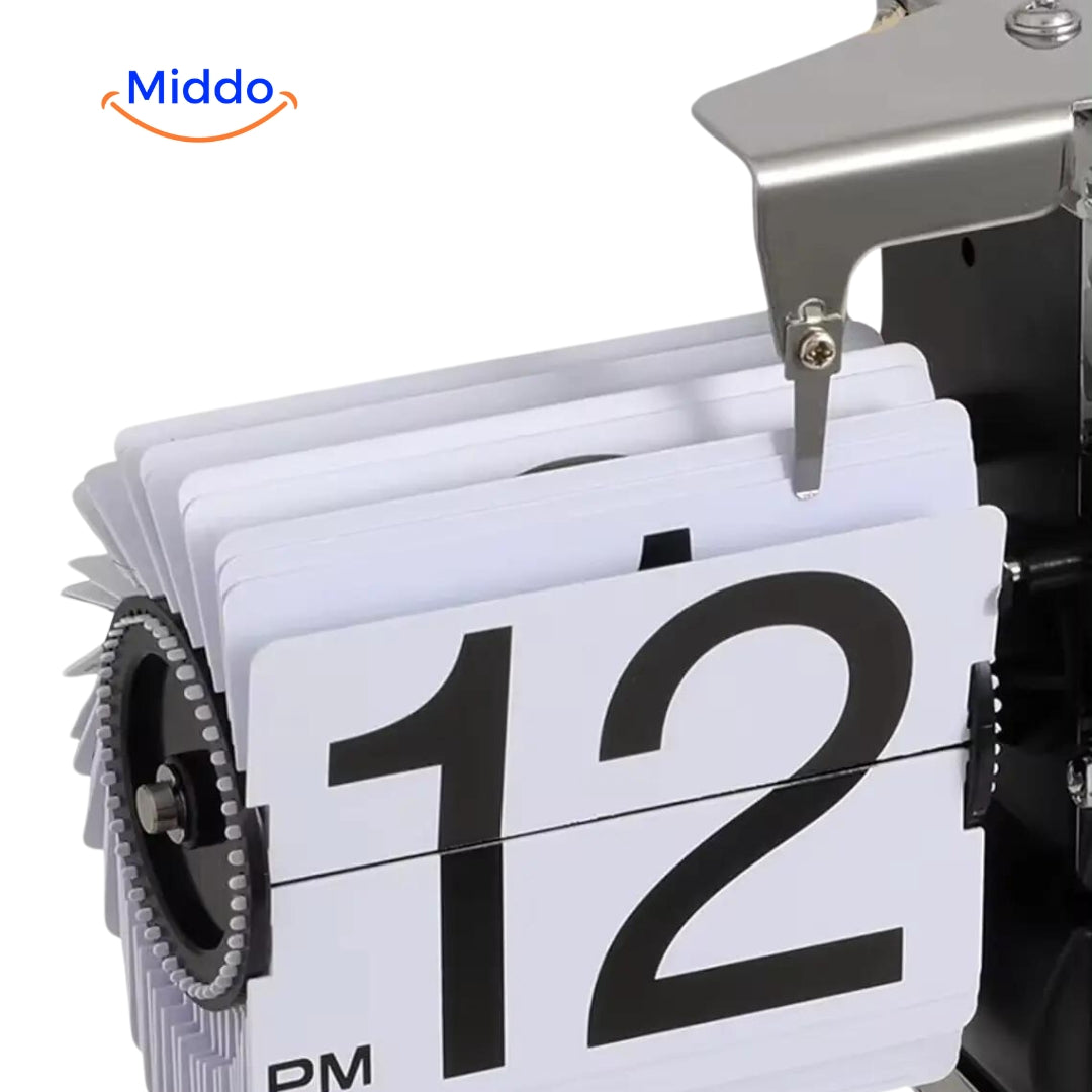 Elegante Retro Flip Vintage Uhr mit Quarzwerk, Metallbasis und PVC-Gehäuse www.middo.nl